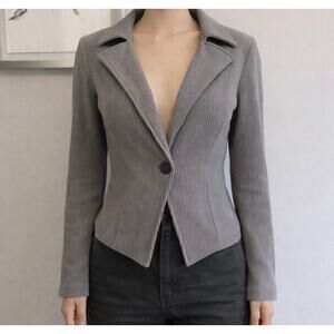 Vintage Propose USA Blazer USA Made 90s Gray Stripe  Small Grunge Preppy